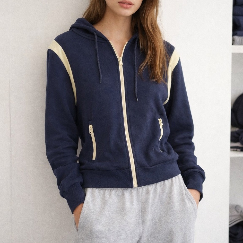 21. Brandy Melville Navy And Ivory Zip Up